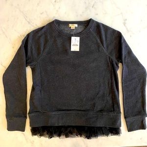 CREWCUTS Girls Embellished Sweatshirt, Black, Size 12, NEW WITH TAGS